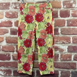 Vintage Talbots Pants Women's 6 Multicolor Garden Floral Casual Cropped Trousers